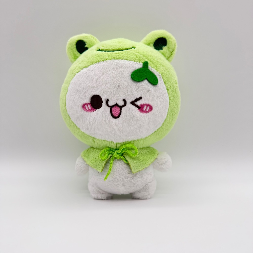 Kawaii Frog Hoodie Plush White Winking Character Lime Green 8 Inch Stuffed Toy